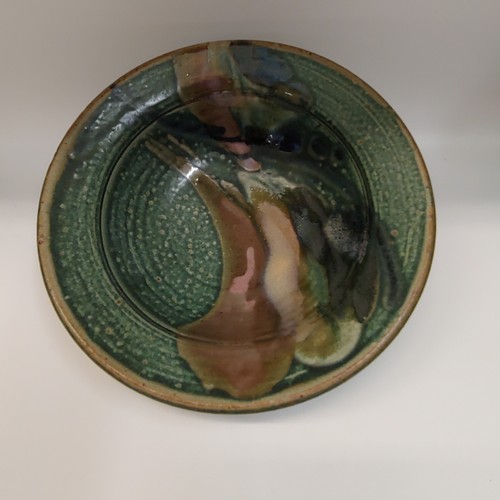 #220403 Bowl Green, Tan, Mauve 10x3 $19.50 at Hunter Wolff Gallery